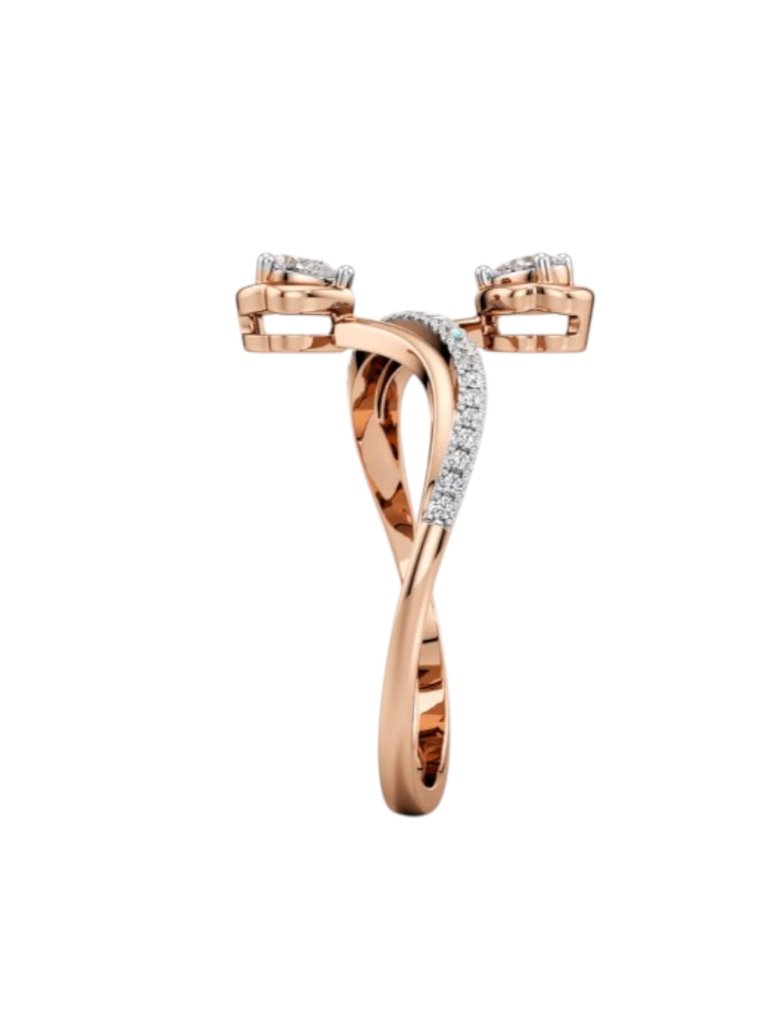 Miss Twist Queenie Statement Sterling Silver Rose Gold Plated CZ Stone Light Weight Ring For Women By Kesardeep